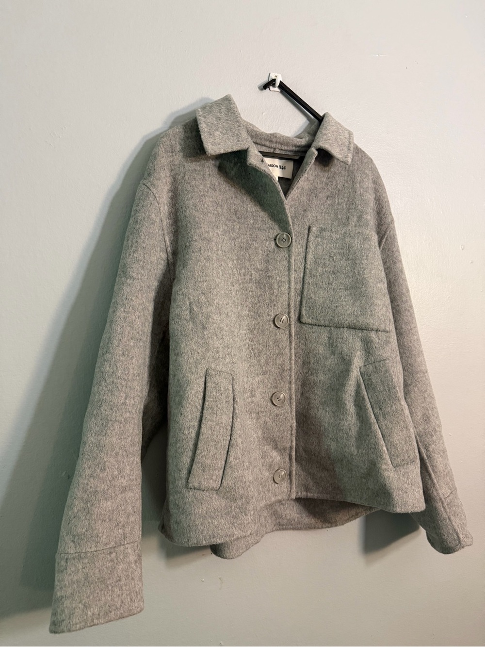 Saison 1865 Vace Mixed Wool Button Front Jacket In Grey - Picture 2 of 10